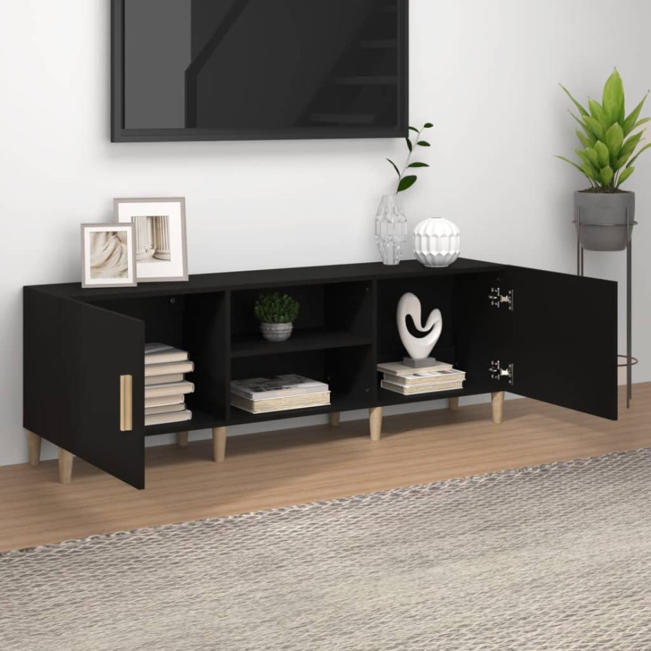 Mueble para TV madera contrachapada negro 150x30x50