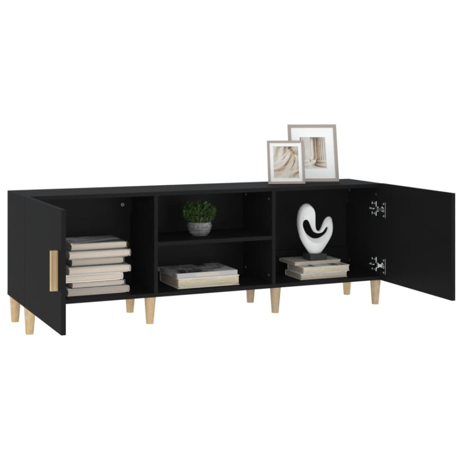 Mueble para TV madera contrachapada negro 150x30x50