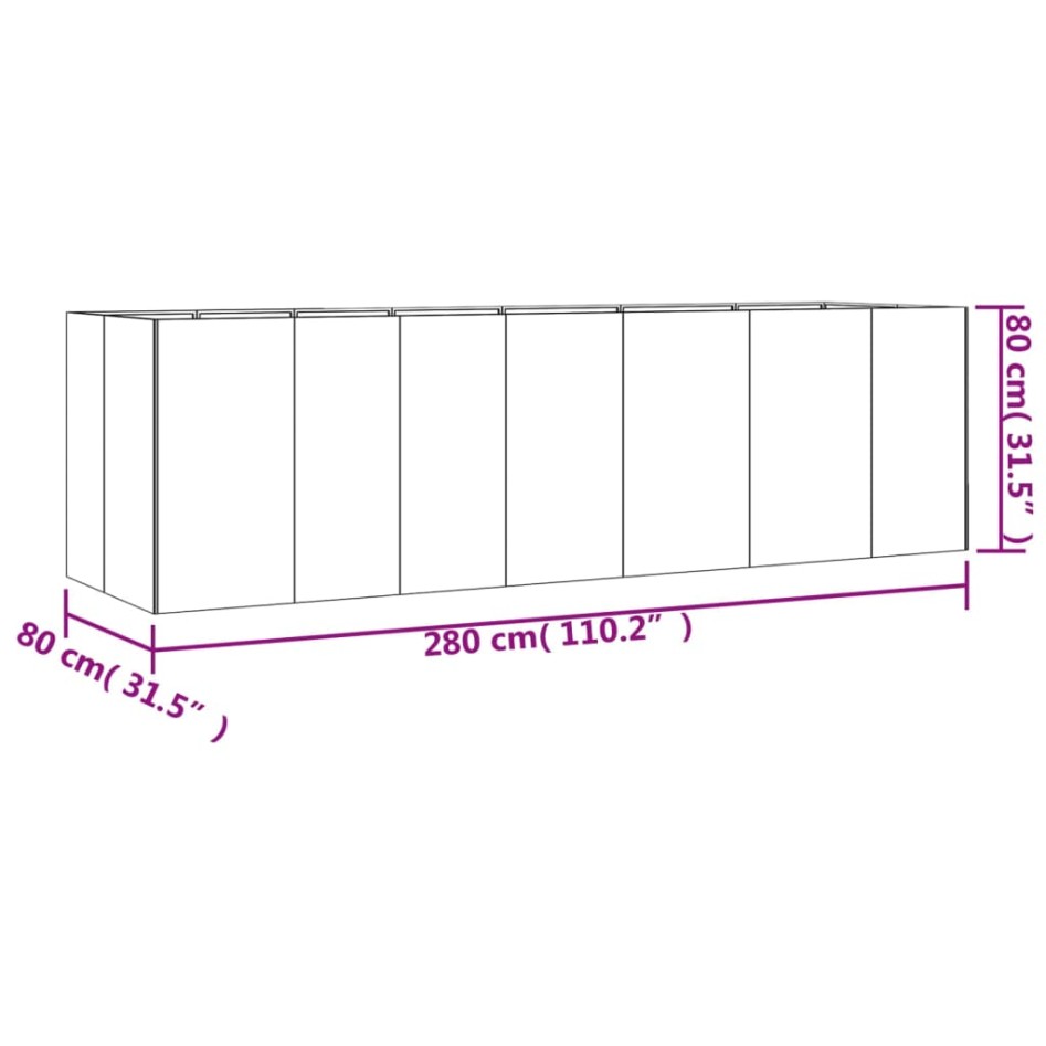 Jardinera acero corten 280x80x80