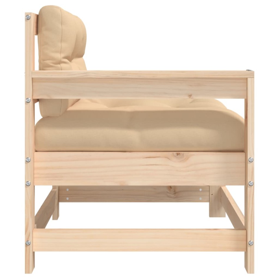 Sillones de jardín con cojines 2 uds madera maciza de