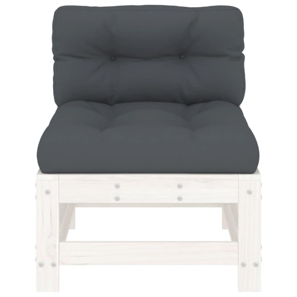 Sofás centrales con cojines 2 uds madera maciza de pino