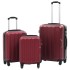 Juego de maletas rígidas ruedas trolley 3 pzas rojo tinto