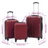 Juego de maletas rígidas ruedas trolley 3 pzas rojo tinto
