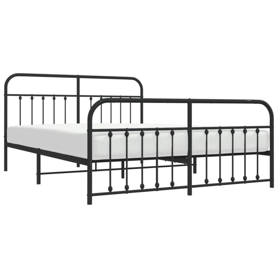 Estructura de cama cabecero y estribo metal negro