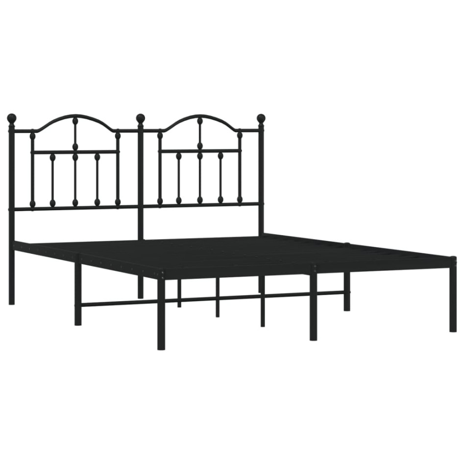 Estructura de cama con cabecero metal negro 135x190