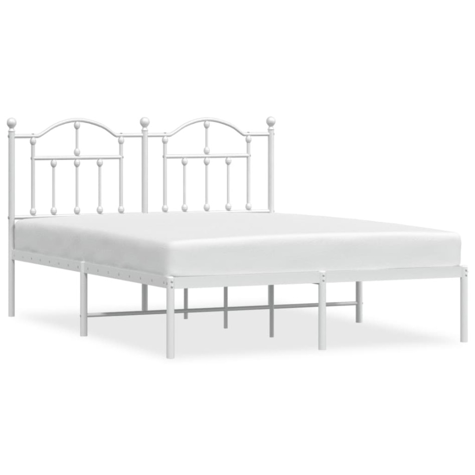 Estructura de cama de metal con cabecero blanca 150x200