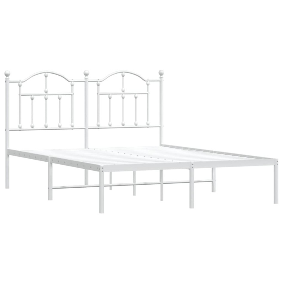 Estructura de cama de metal con cabecero blanca 150x200