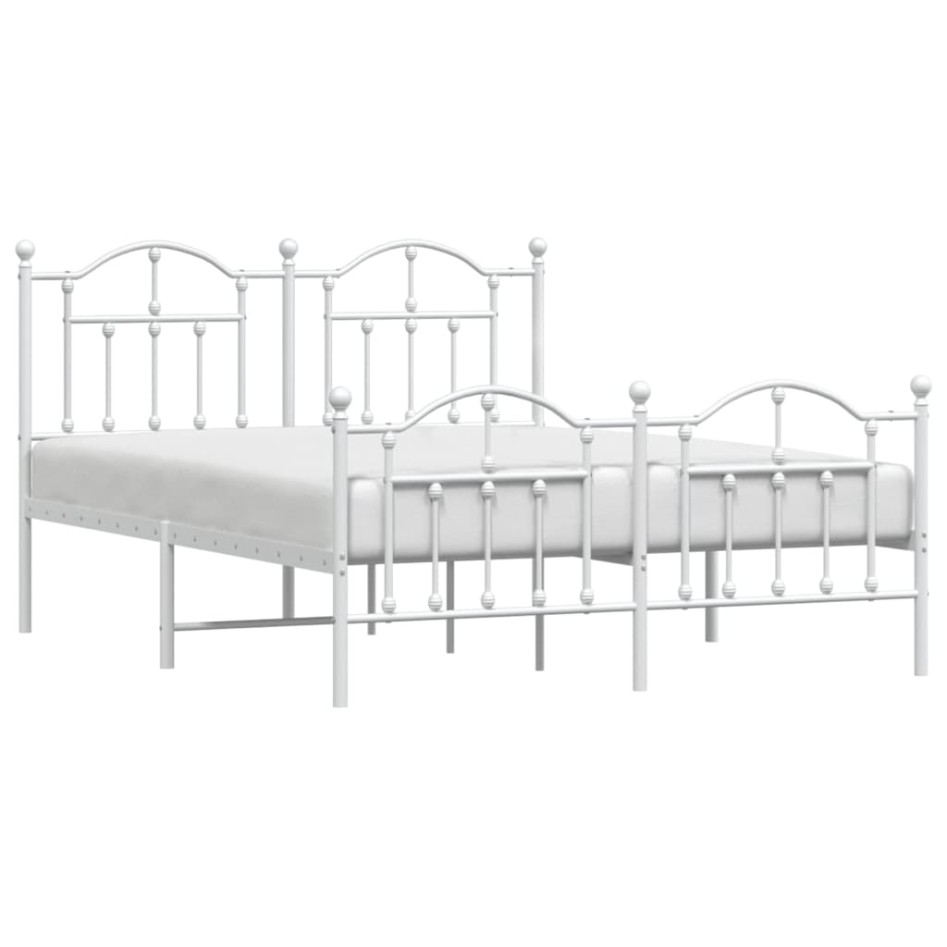Estructura cama metal con cabecero y estribo blanco 150x200