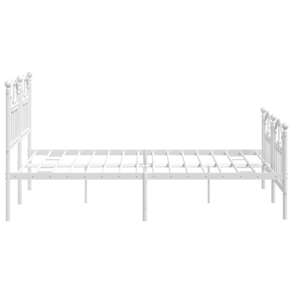Estructura cama metal con cabecero y estribo blanco 150x200