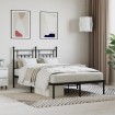 Estructura de cama con cabecero metal negro 135x190 cm