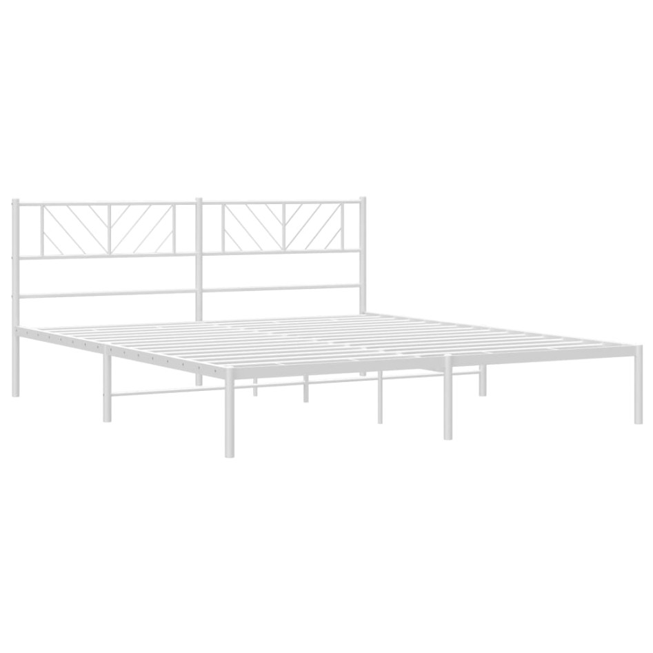 Estructura de cama de metal con cabecero blanco 193x203