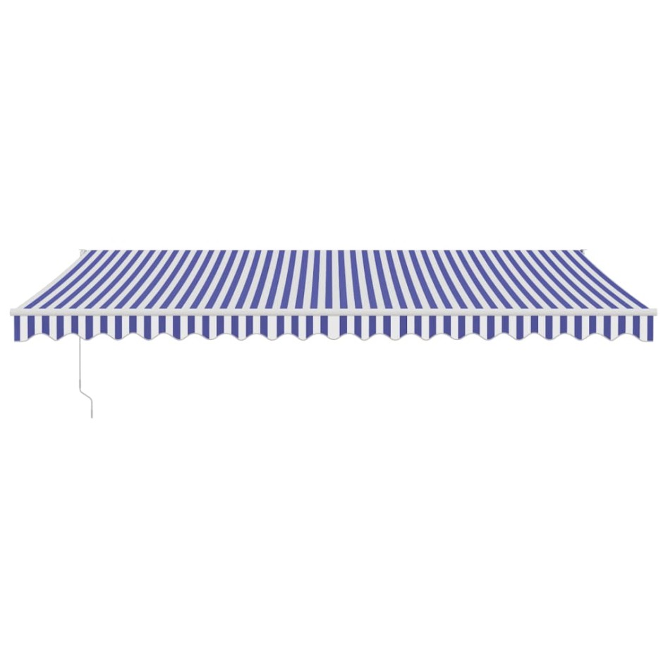 Toldo retráctil aluminio y tela azul y blanco 5x3