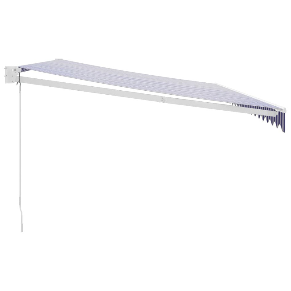 Toldo retráctil aluminio y tela azul y blanco 5x3