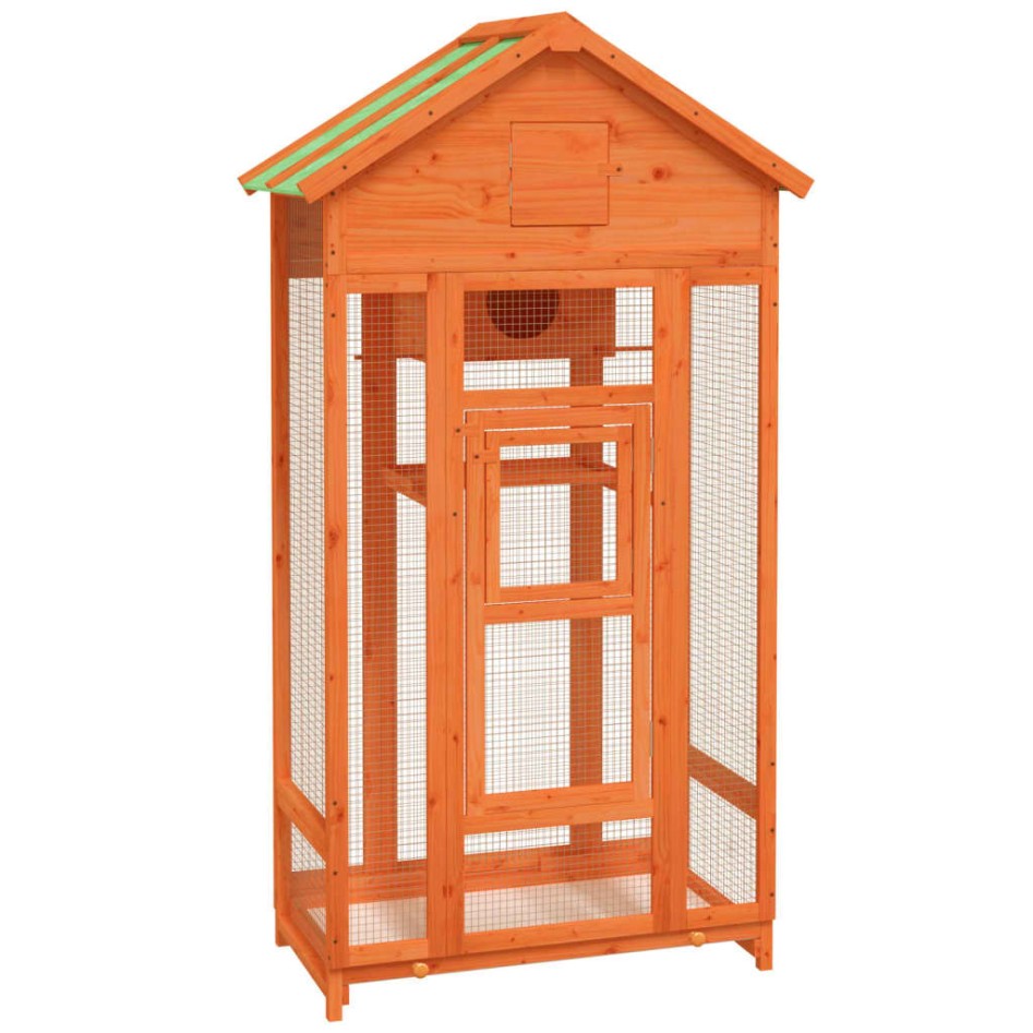 Casita para pájaros madera maciza pino marrón 91,5x53x170