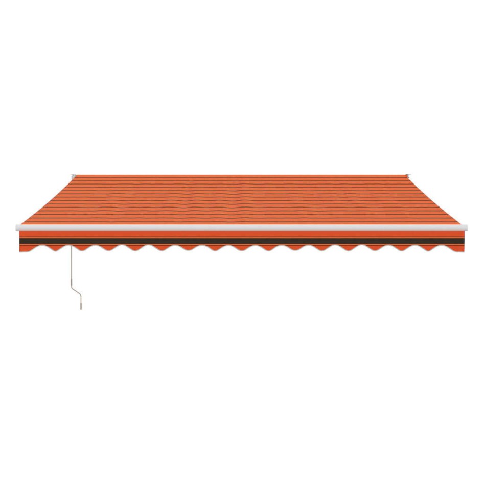 Toldo retráctil aluminio y tela naranja y marrón 4,5x3