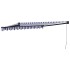 Toldo retráctil aluminio y tela azul y blanco 3x2,5
