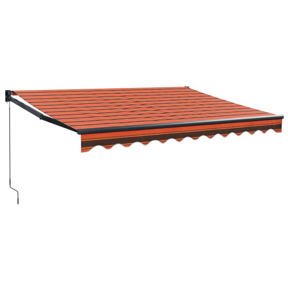 Toldo retráctil aluminio y tela naranja y marrón 3,5x2,5