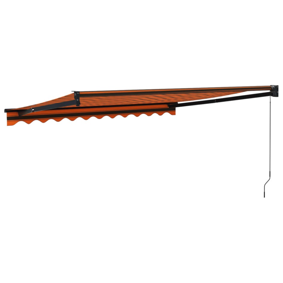 Toldo retráctil aluminio y tela naranja y marrón 3,5x2,5