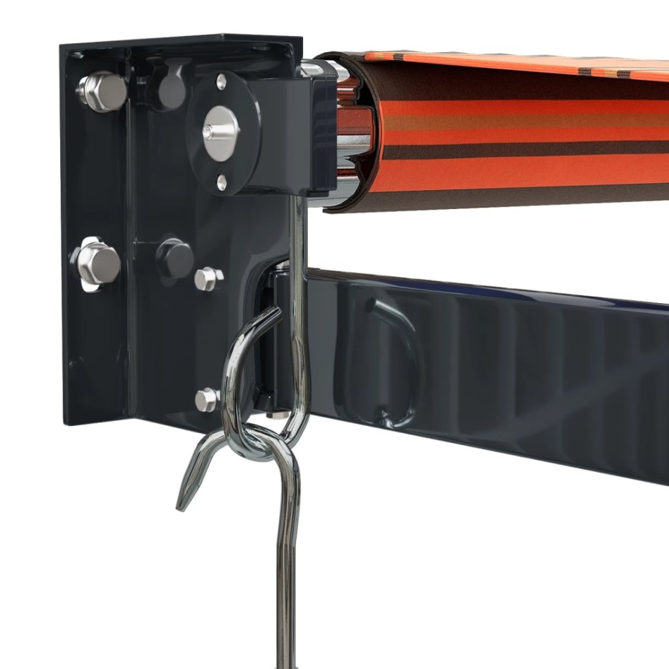 Toldo retráctil aluminio y tela naranja y marrón 3,5x2,5