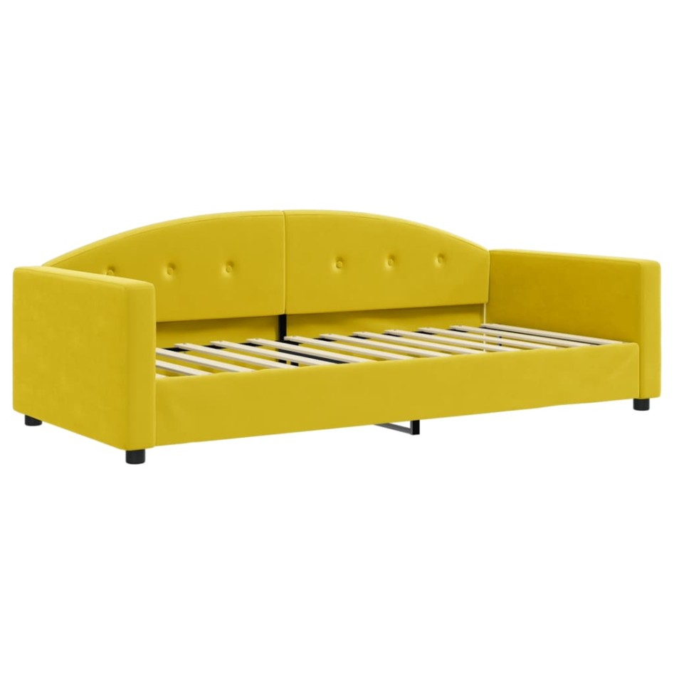 Sofá cama con colchón terciopelo amarillo 90x200