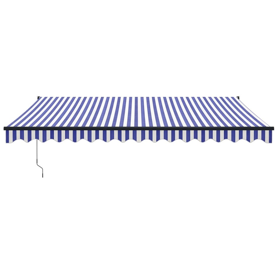 Toldo retráctil automático azul y blanco 4,5x3