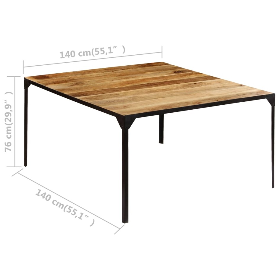 Mesa de comedor de madera maciza de mango 140x140x76