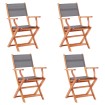Sillas plegables jardín 4 uds madera eucalipto y textilene gris