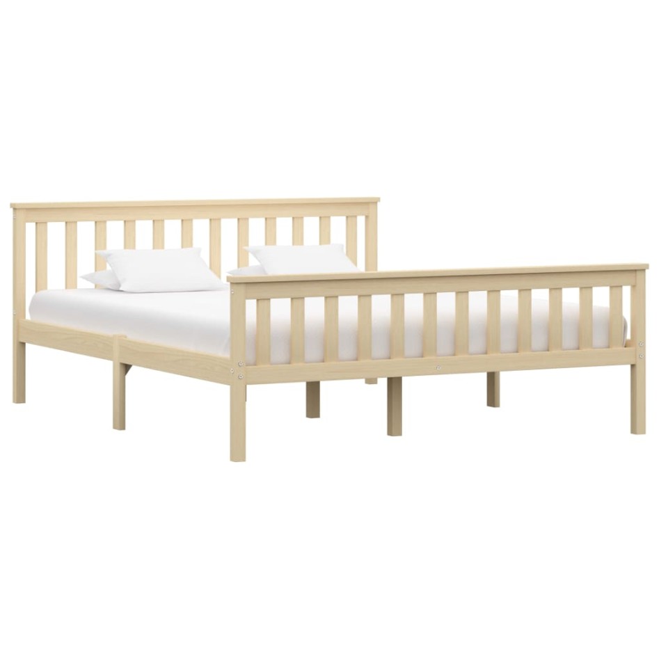 Estructura de cama de madera maciza de pino clara 160x200
