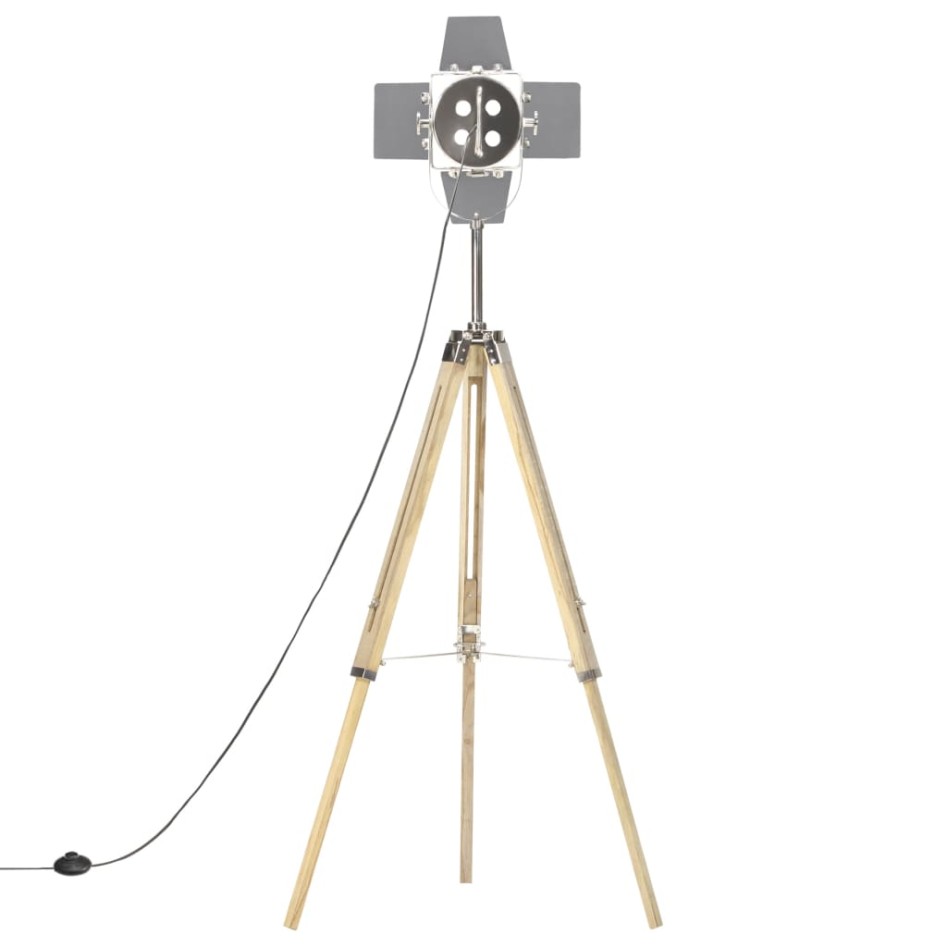 Lámpara de suelo con trípode madera maciza de mango 140