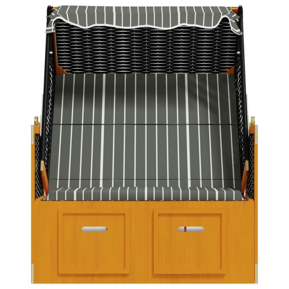 Silla playa Strandkorb dosel ratán sintético madera negro