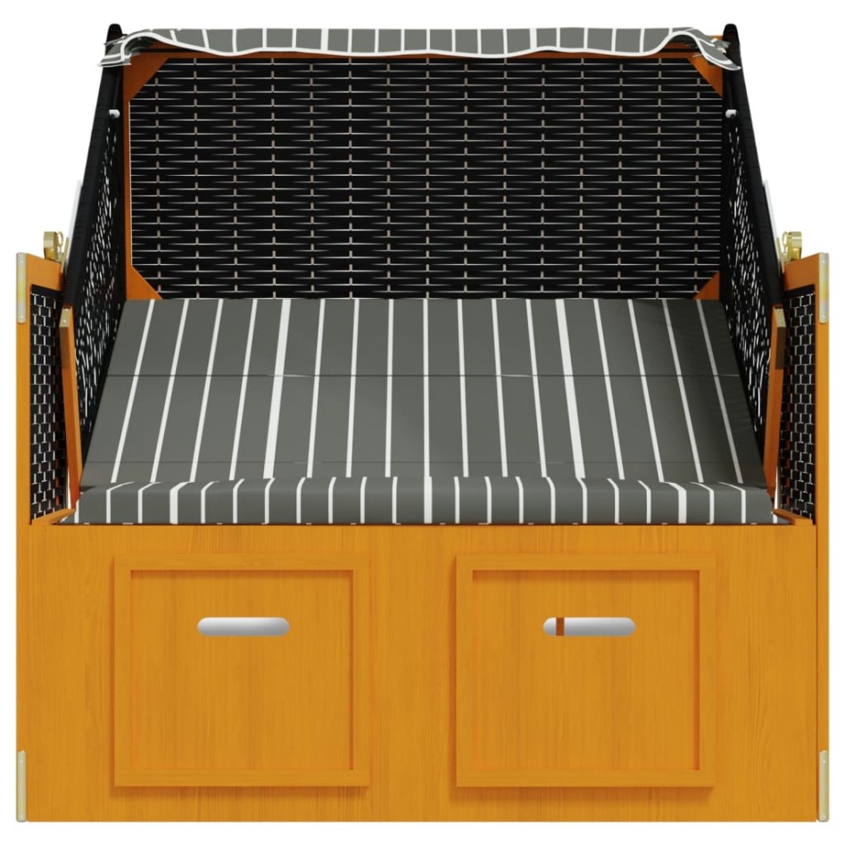 Silla playa Strandkorb dosel ratán sintético madera negro