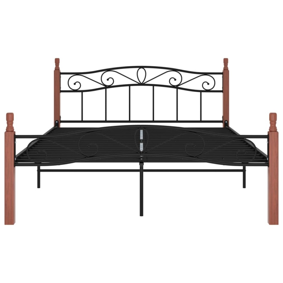 Estructura de cama metal y madera maciza de roble 140x200