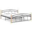 Estructura de cama metal y madera maciza de roble 180x200 cm