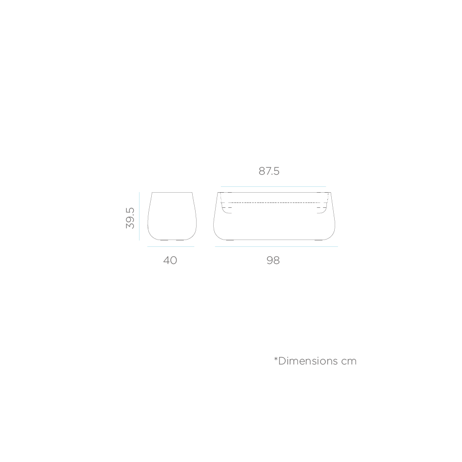 Macetero alargado, modelo Camelia Largo