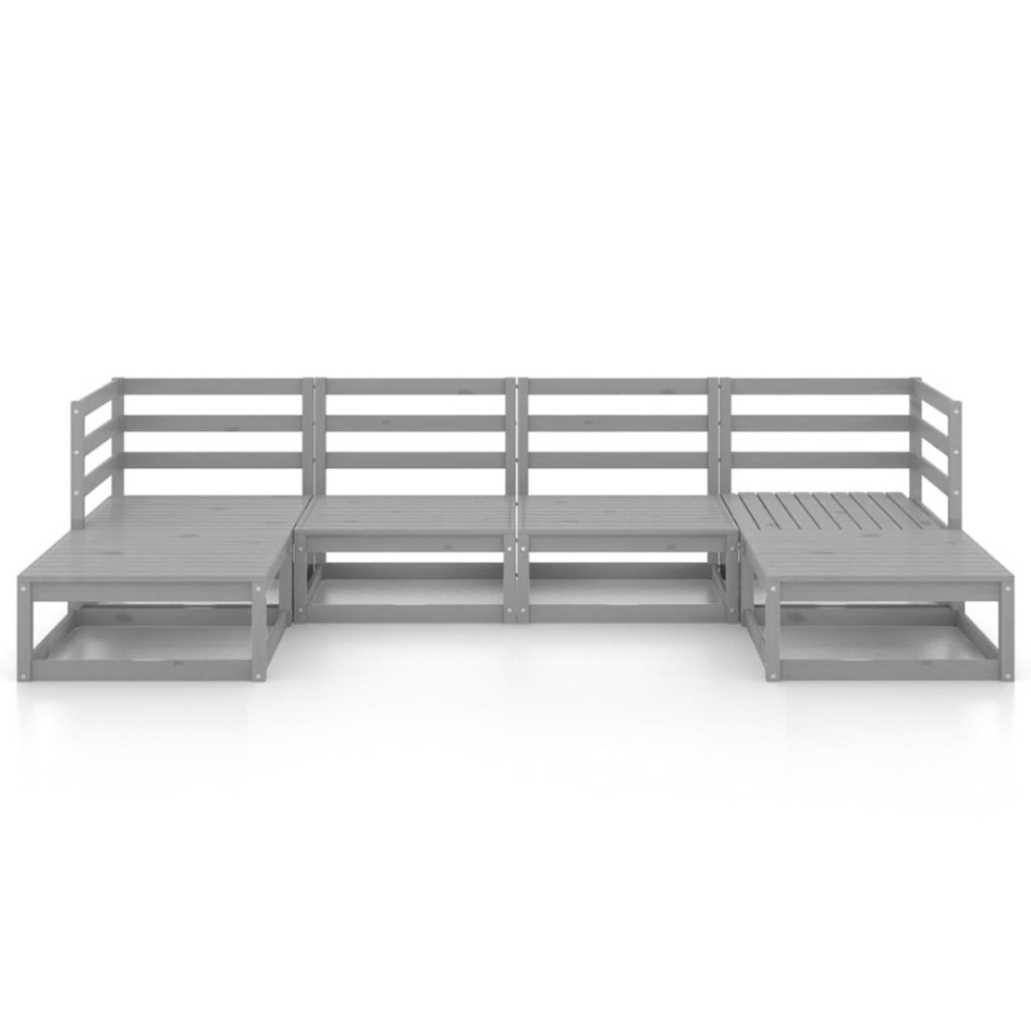 Juego de muebles de jardín 6 piezas madera maciza de