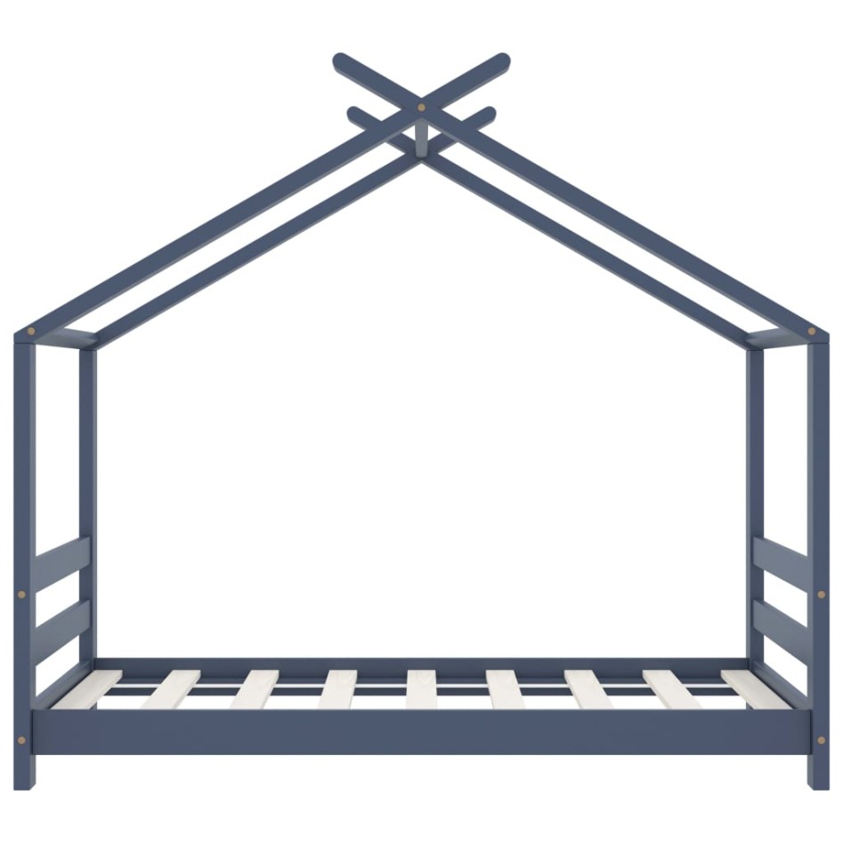 Estructura de cama infantil madera maciza pino gris 70x140