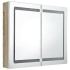 Armario de baño con espejo LED blanco y roble 80x12x68