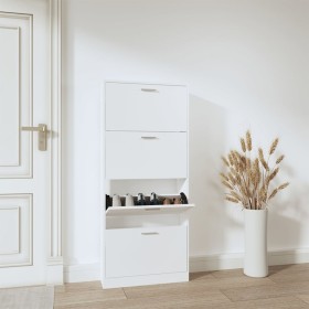 Mueble zapatero madera contrachapada blanco 59x17x150
