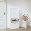 Mueble zapatero madera contrachapada blanco 59x17x150 cm