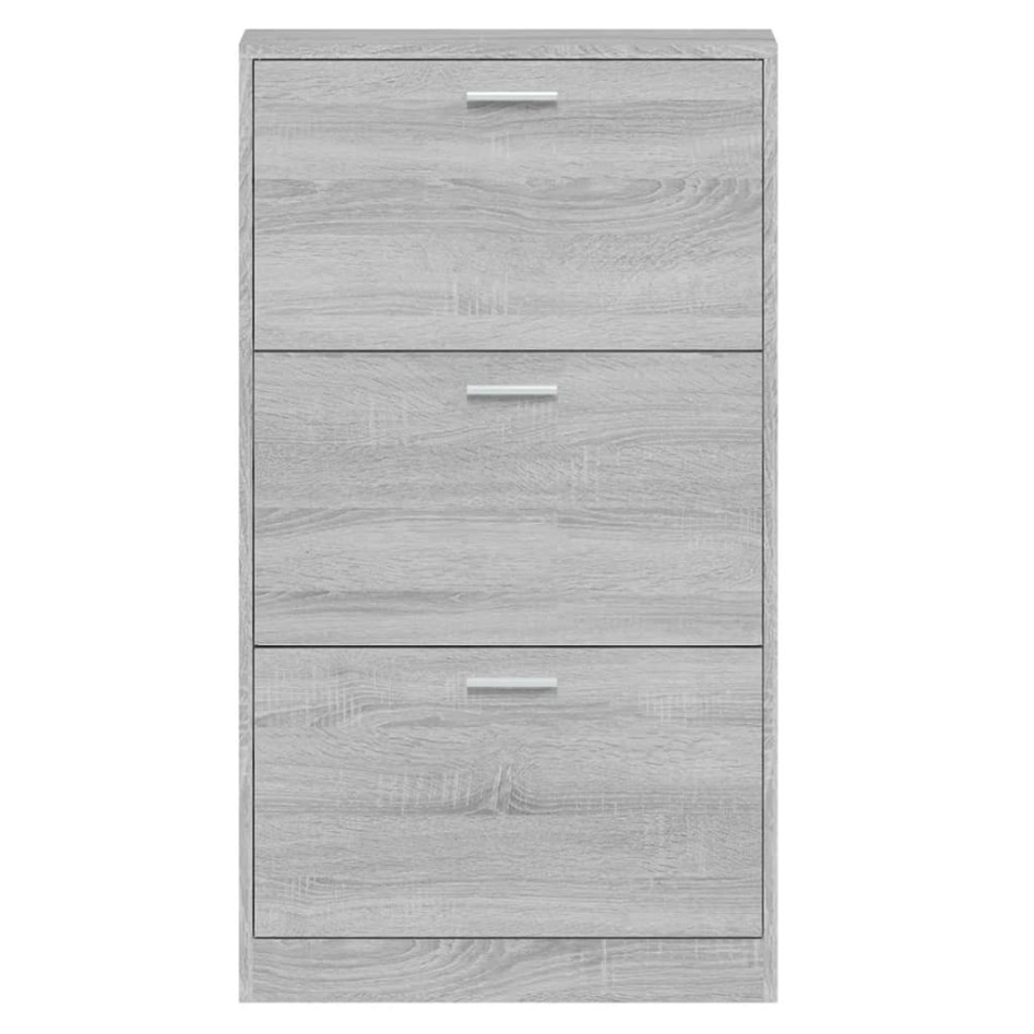 Mueble zapatero madera contrachapada gris Sonoma 59x17x108