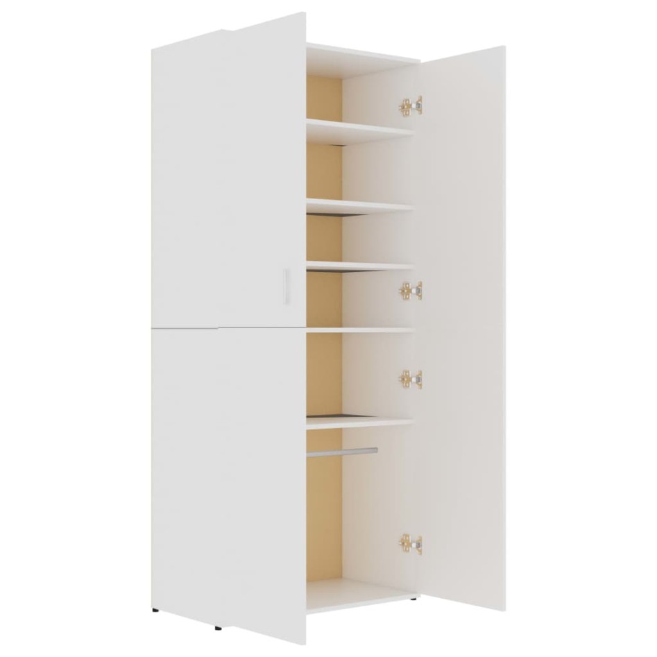 Mueble zapatero de madera contrachapada blanco 80x39x178