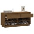Mueble zapatero de madera maciza pino marrón miel 110x34x52