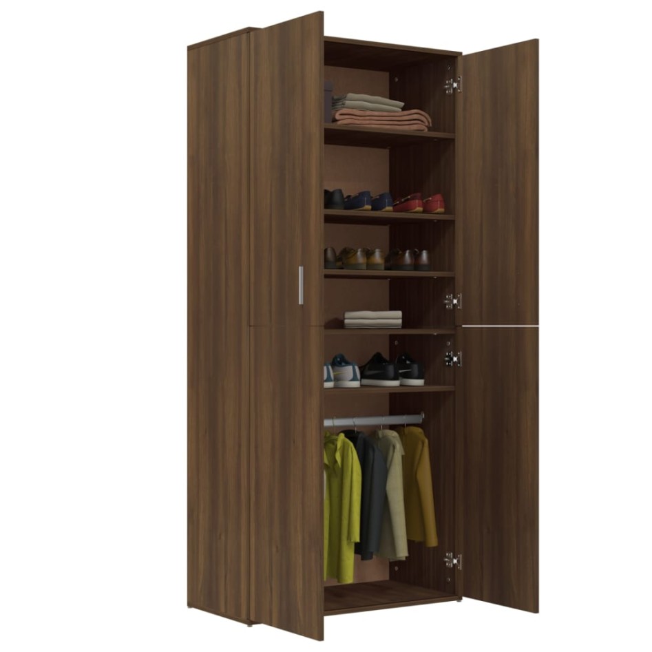Mueble zapatero madera contrachapada roble marrón 80x39x178