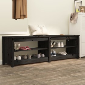 Banco zapatero de madera maciza de pino negro 160x36,5x50