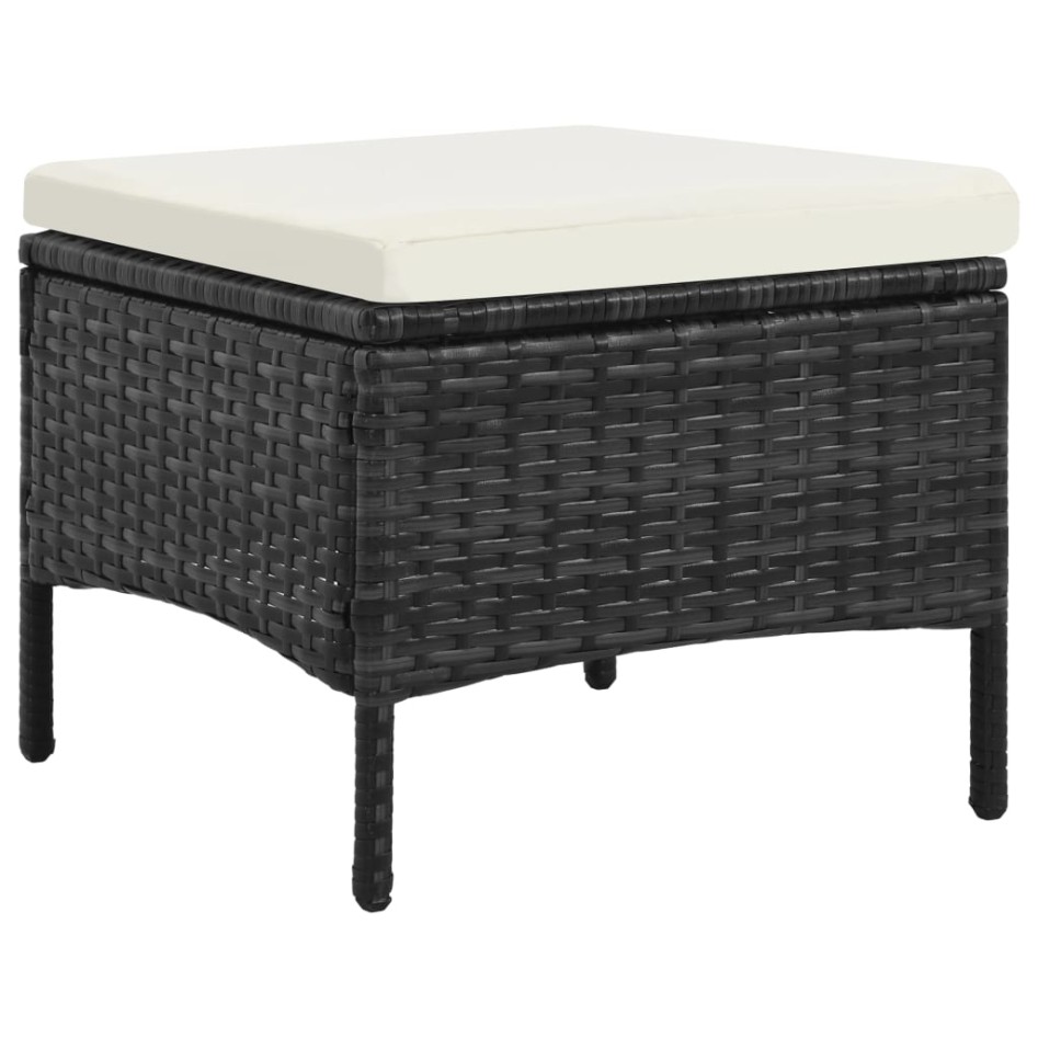 Sofá de jardín 2 plazas con mesita y taburetes poli ratán