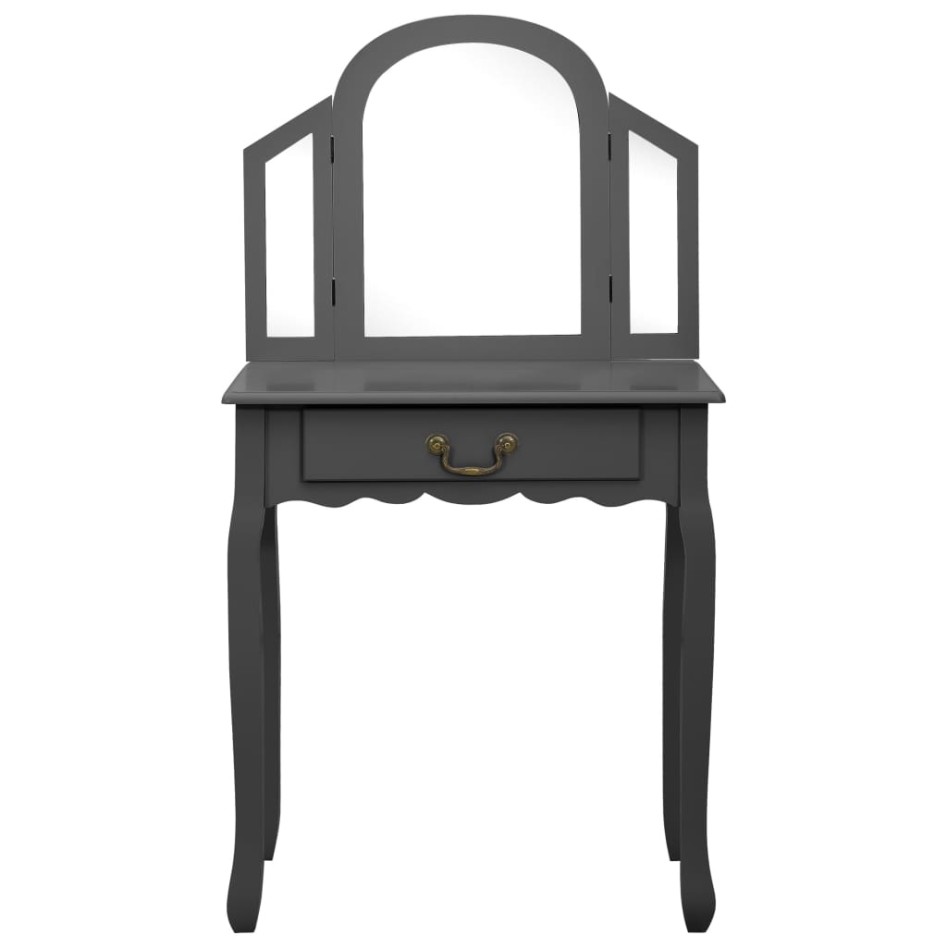 Tocador y taburete madera de paulownia gris 65x36x128