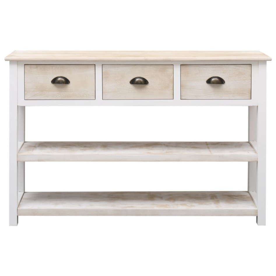 Aparador de madera color natural y blanco 115x30x76