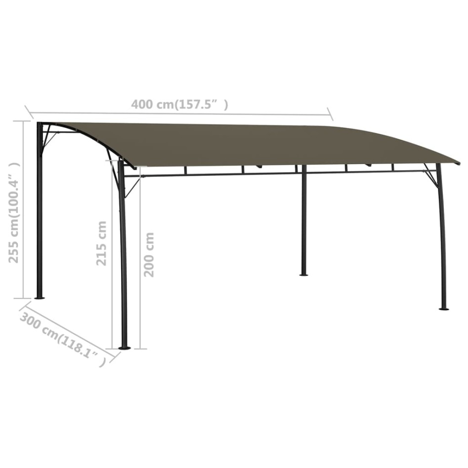 Toldo parasol de jardín gris taupe 4x3x2,55