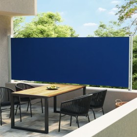 Toldo lateral retráctil para patio azul 600x160
