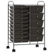 Carrito de almacenaje portátil  XXL 15 cajones plástico negro